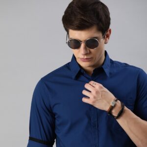 Roadster Men Navy Blue Cotton Casual Shirt